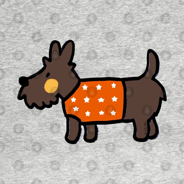 brown puppy in orange jumper by cartoonygifts